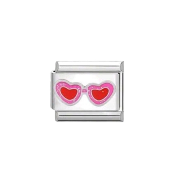 Italian‎ Charm Bracelet Link Pink & Red Sunglasses DIY Nomination Necklace Rings - Picture 1 of 11